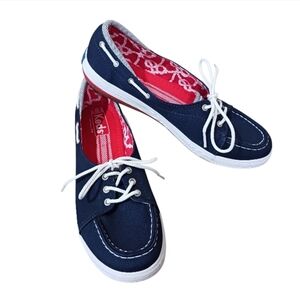 Keds Lace Up Canvas Boat Shoes Nautical